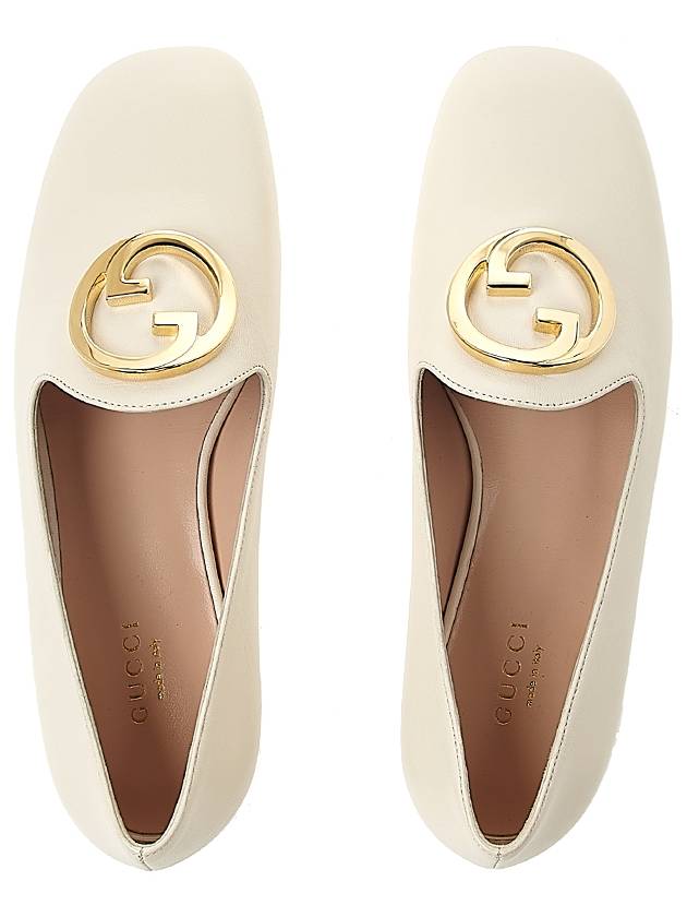 Blondie Round Interlocking G Leather Flat White - GUCCI - BALAAN 7