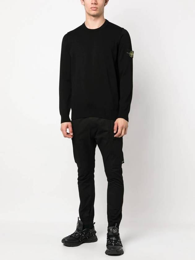 Logo Patch Knit Top Black - STONE ISLAND - BALAAN 3