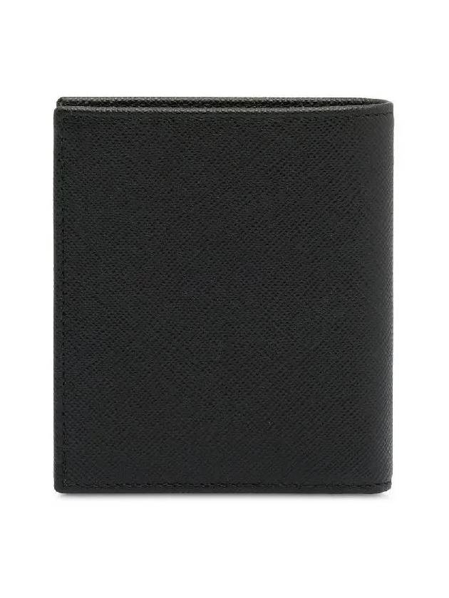 Triangle Logo Saffiano Half Wallet Black - PRADA - BALAAN 4