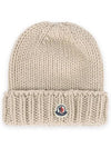 Kids Logo Patch Wool Beanie Beige 3B00026 M1172 220 - MONCLER - BALAAN 2