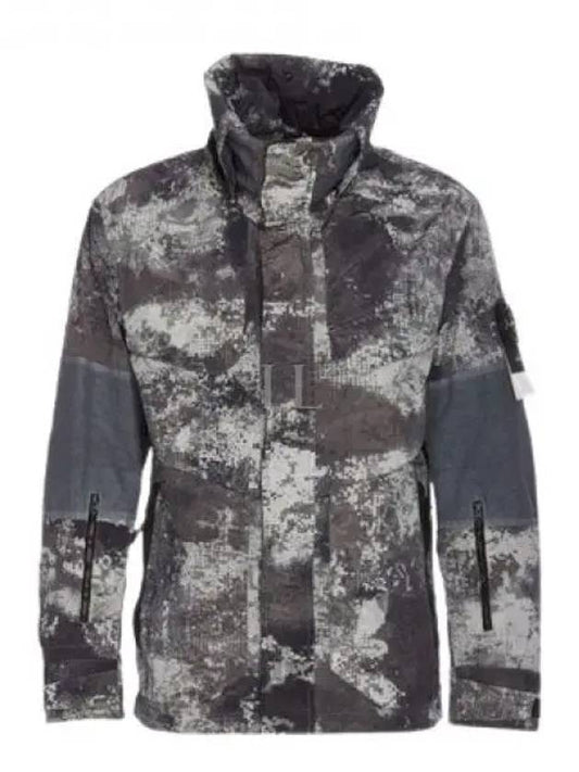 Dissolving Grid Camo Econyl Regenerated Nylon Hooded Jacket Grey - STONE ISLAND - BALAAN 2