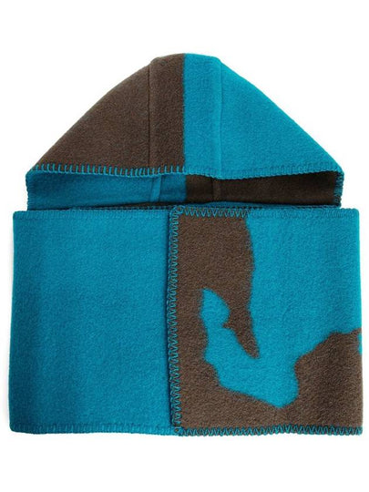 EKD Wool Hooded Scarf Blue - BURBERRY - BALAAN 2