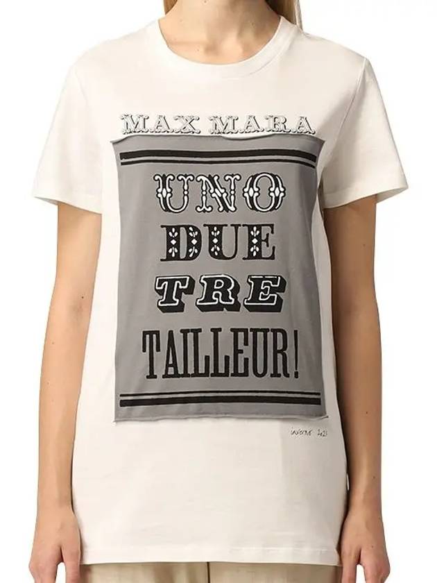 lettering print short sleeve t-shirt white - MAX MARA - BALAAN.