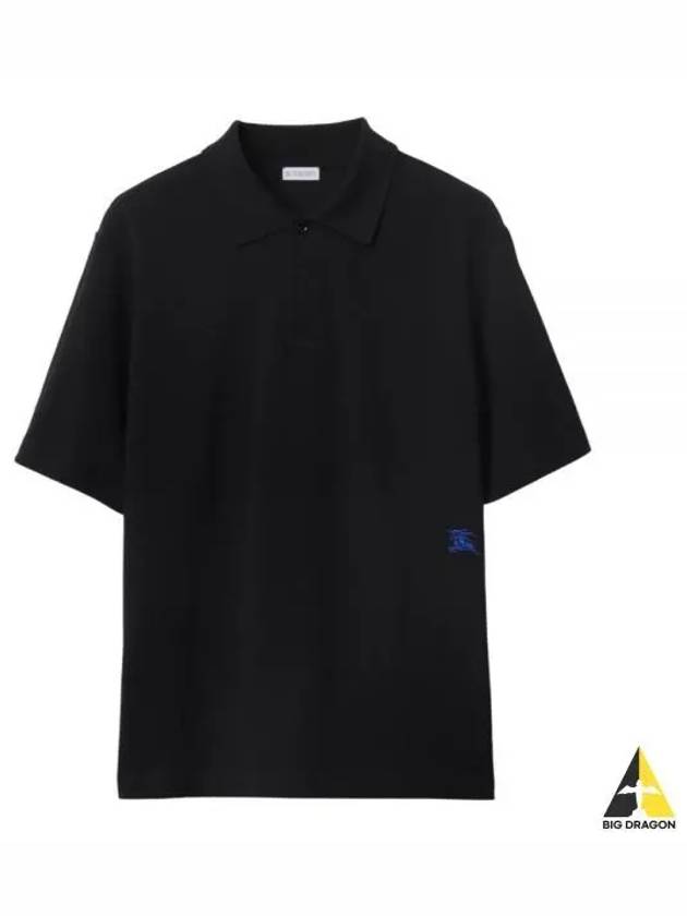 Equestrian Knight Cotton Polo Shirt Black - BURBERRY - BALAAN 2