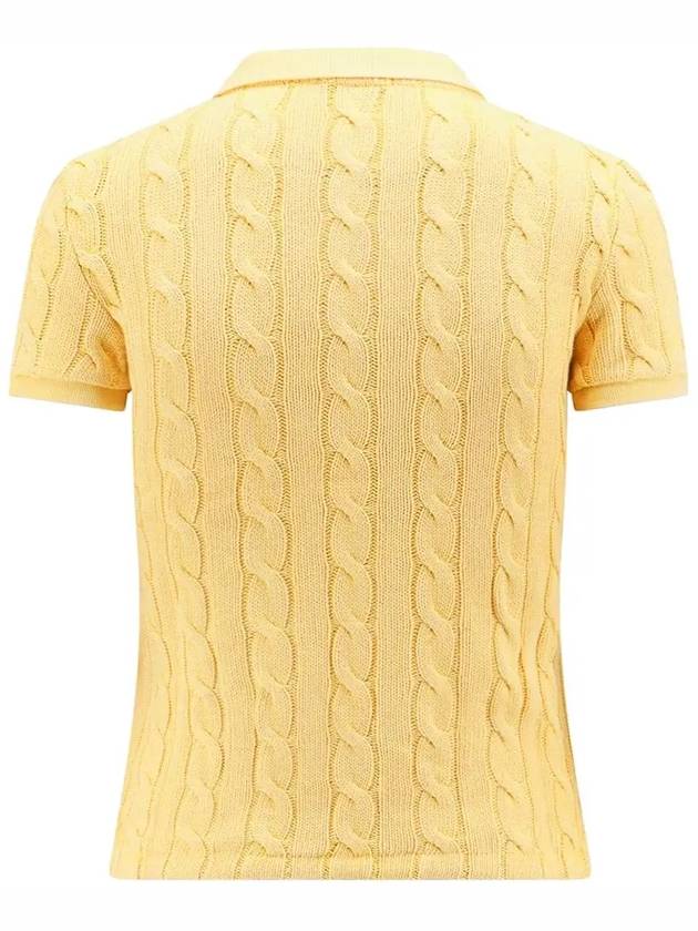 Embroidered Logo Slim Fit Knit Polo Shirt Yellow - POLO RALPH LAUREN - BALAAN 4