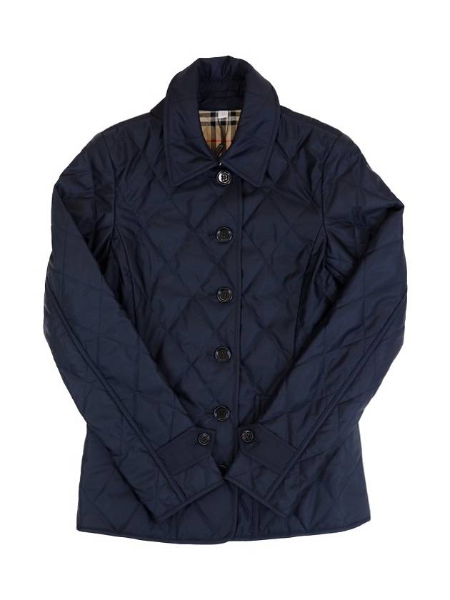 Women's Diamond Quilted Thermoregulated Check Jacket Midnight - BURBERRY - BALAAN 2