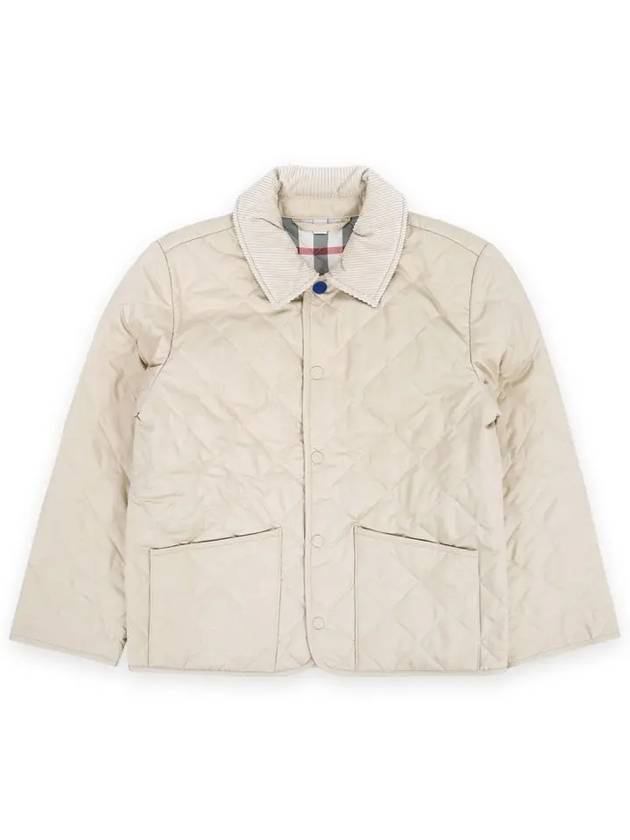 Kids Corduroy Collar Diamond Quilted Jacket Beige - BURBERRY - BALAAN 3