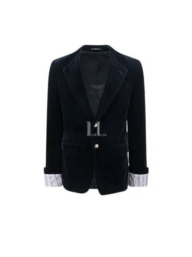 Stretch Cotton Velvet Formal Jacket Dark Blue - GUCCI - BALAAN 2