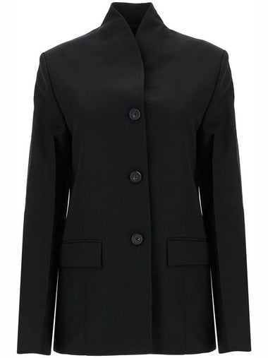 black double-breasted jacket in recycled polyester and wool - TOTEME - BALAAN 1