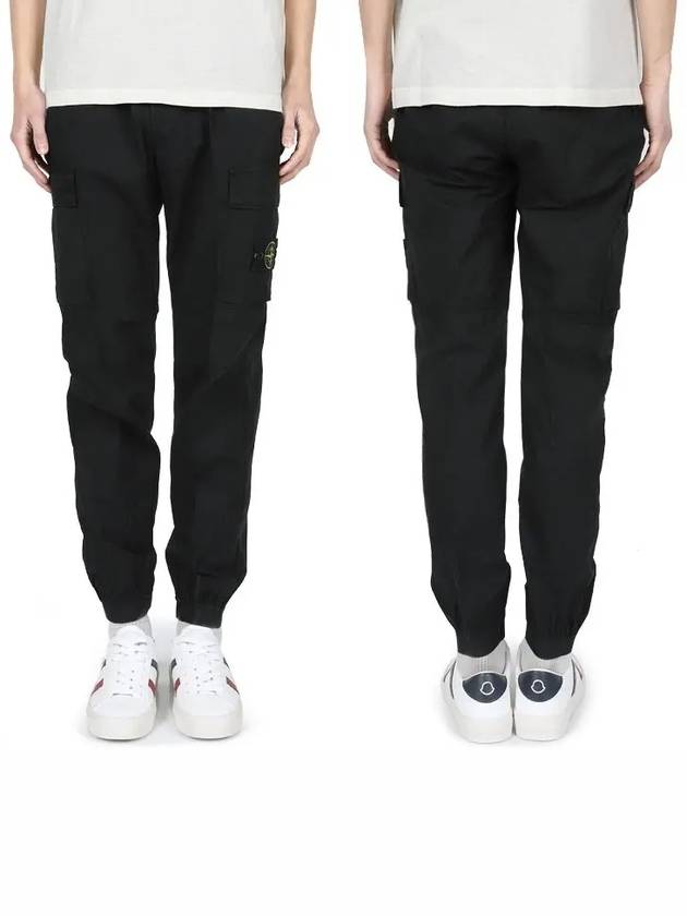 Stretch Cotton Tela Paracadute Straight Pants Black - STONE ISLAND - BALAAN 2