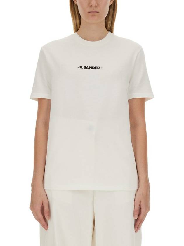 Logo Print Short Sleeve T-Shirt White - JIL SANDER - BALAAN 3