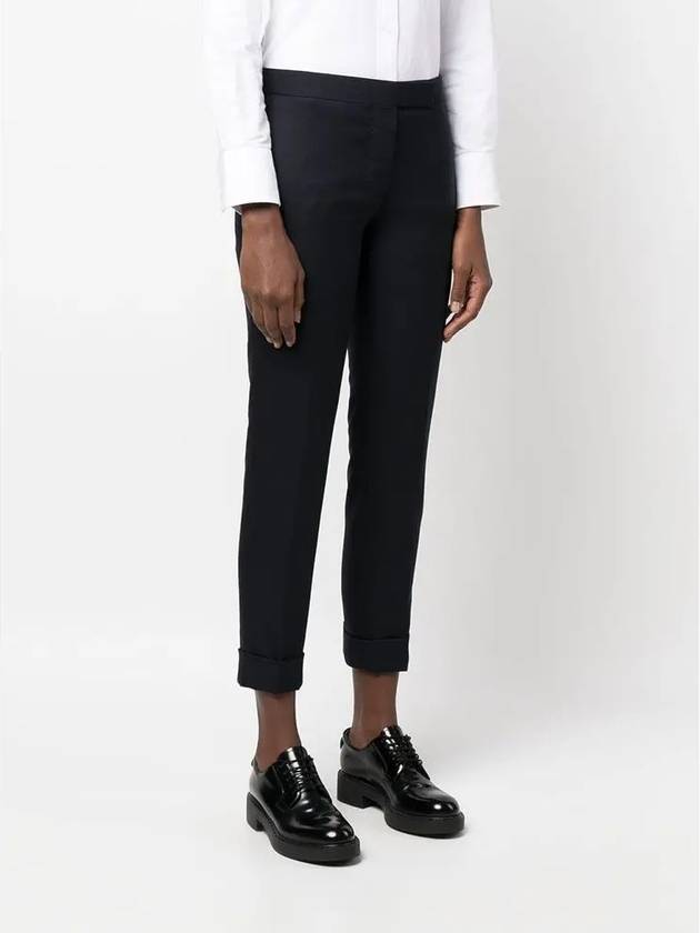 Cropped Tailored Twill Wool Skinny Straight Pants Navy - THOM BROWNE - BALAAN 4