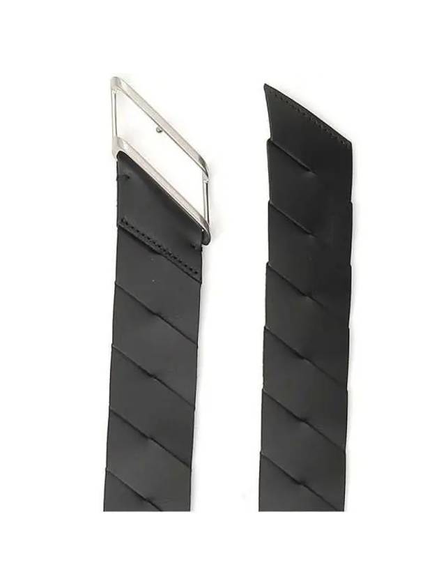 Intrecciato Leather Belt Black - BOTTEGA VENETA - BALAAN 3