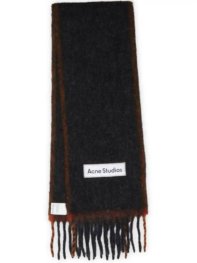 Mohair Wool Fringe Muffler Black - ACNE STUDIOS - BALAAN 2