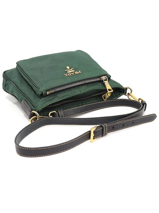 BT0693 Green Tesuto Pocono Nylon Gold Triangle Cross Bag - PRADA - BALAAN 4