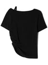 Unbalanced Strap Balloon Half Short Sleeve T-Shirt Black - LESEIZIEME - BALAAN 9