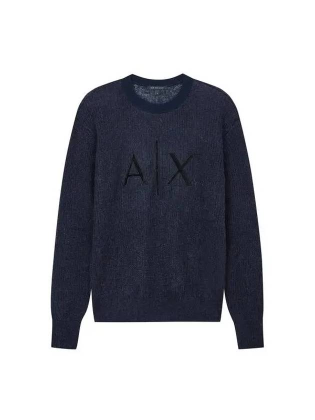 Women s AX Logo Mohair Knit Navy - ARMANI EXCHANGE - BALAAN 1