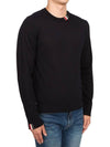 Intarsia Stitch Crew Neck Merino Wool Knit Top Navy - THOM BROWNE - BALAAN 4