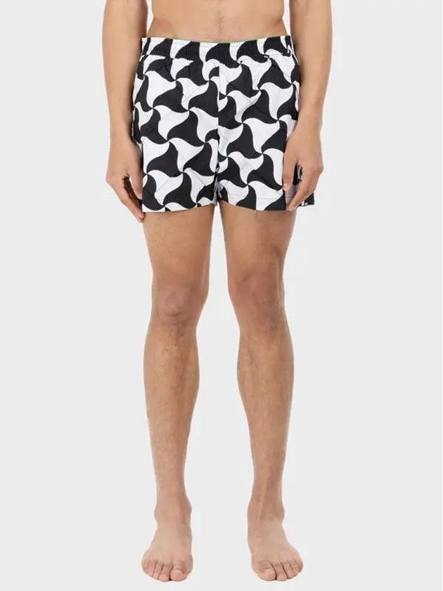 Bottega Veneta Print Tech Triangle Swim Shorts White Black - BOTTEGA VENETA - BALAAN 3