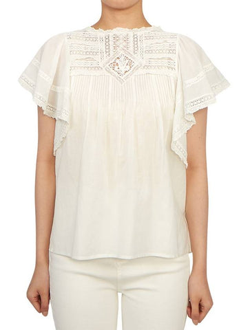 Calisson Women's Short Sleeve Blouse White - VANESSA BRUNO - BALAAN 1