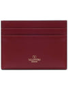 V Logo Signature Leather Card Wallet Red - VALENTINO - BALAAN 5