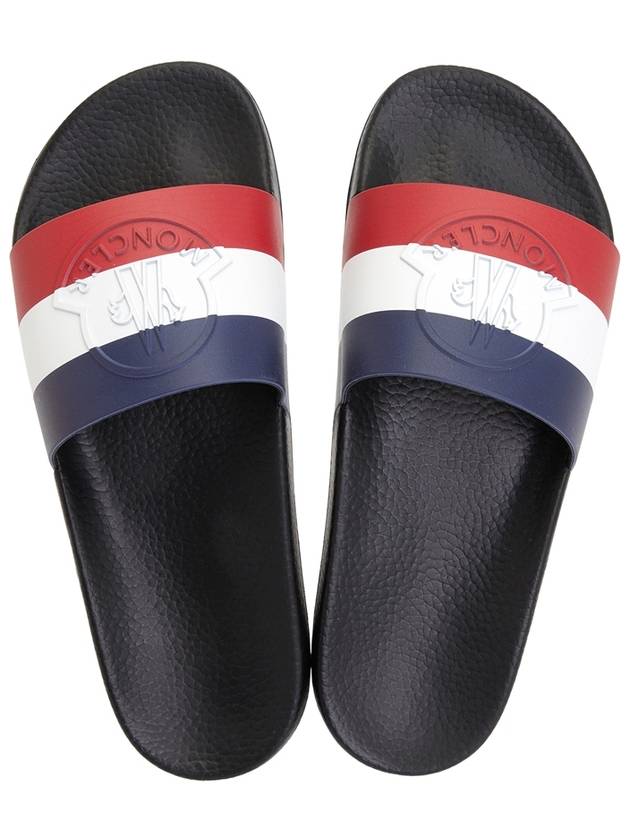 Basil Logo Striped Slippers Black - MONCLER - BALAAN 3