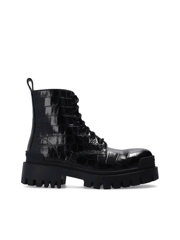 Strike Crocodile Embossed Walker Boots Black - BALENCIAGA - BALAAN 1