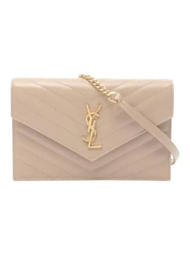 Women's Logo Envelope Chain Long Wallet Dark Beige - SAINT LAURENT - BALAAN 2