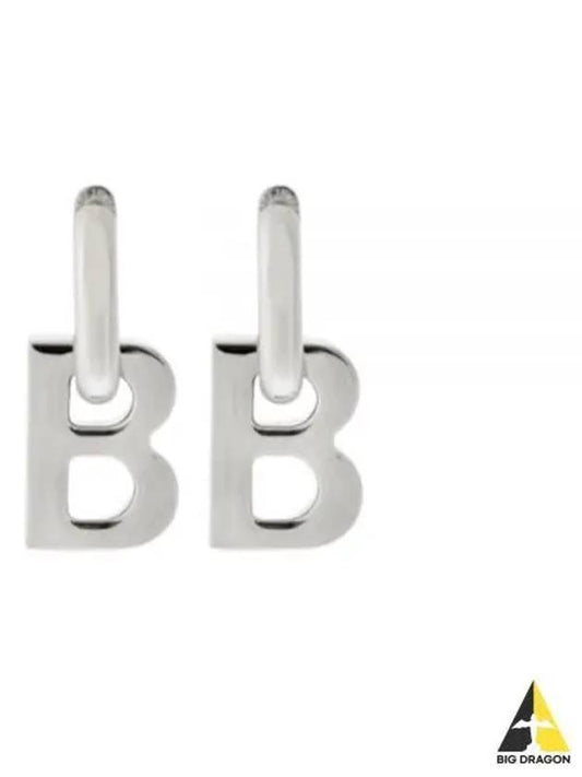 B Logo XL Earrings Silver - BALENCIAGA - BALAAN 2