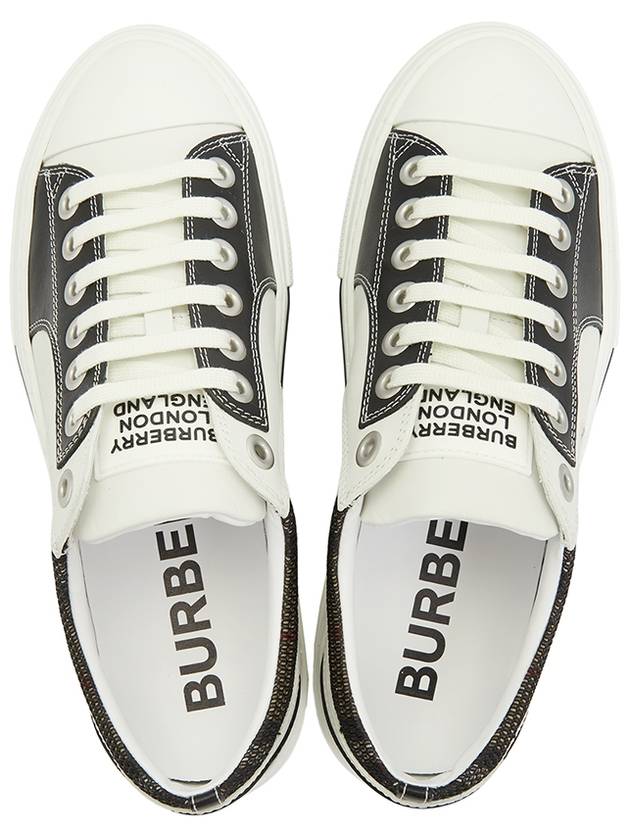 Vintage Check Cotton Mesh Leather Low Top Sneakers Black White - BURBERRY - BALAAN 3