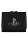 Saffiano Thin Line Half Wallet Black - VIVIENNE WESTWOOD - BALAAN 1