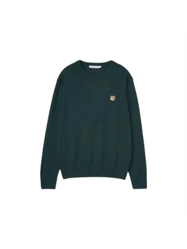 Maison Kitsune Fox Head Patch Classic Knit Deep Green - MAISON KITSUNE - BALAAN 2