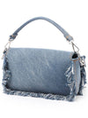 Women's Baguette Denim Shoulder Bag Blue - FENDI - BALAAN 3