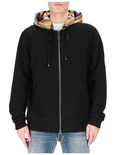 Check Hood Cotton Zip Up Hoodie Black Archive Beige - BURBERRY - BALAAN 2