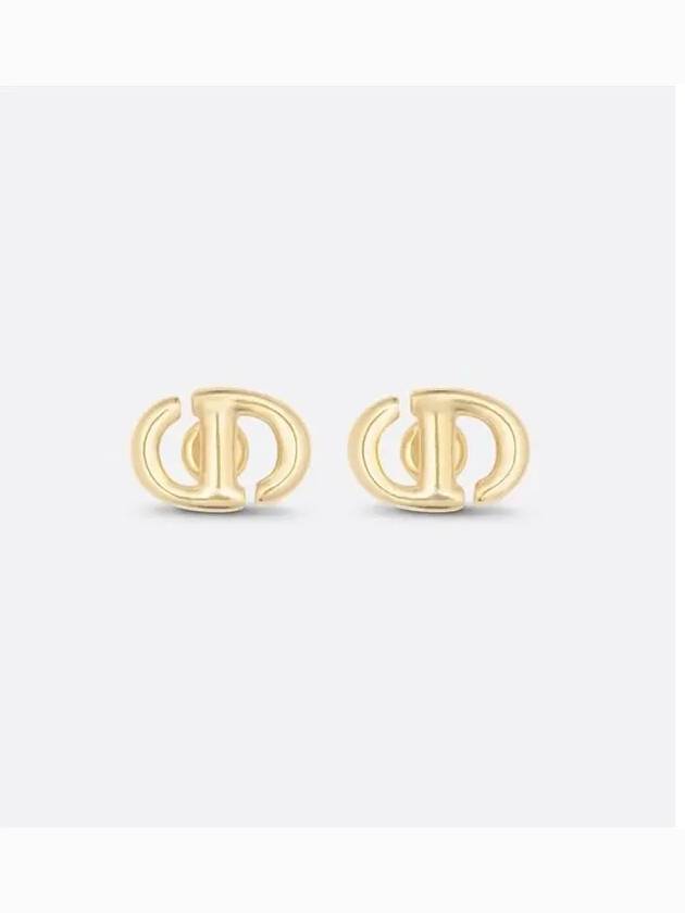 CD Navy Stud Metal Earrings Pink Gold Finish - DIOR - BALAAN 5