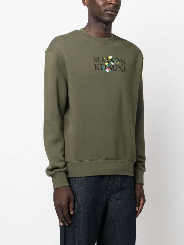 Flower Logo Print Comfort Sweatshirt Military Green - MAISON KITSUNE - BALAAN 4