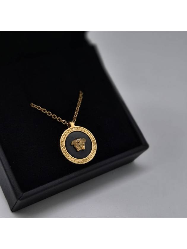 Enamel Medusa Necklace Black Gold - VERSACE - BALAAN 3