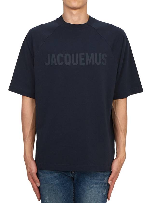 Le Typo Cotton Short Sleeve T-shirt Navy - JACQUEMUS - BALAAN 4