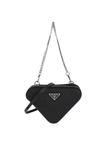 Saffiano Leather Mini Pouch Black - PRADA - BALAAN 1