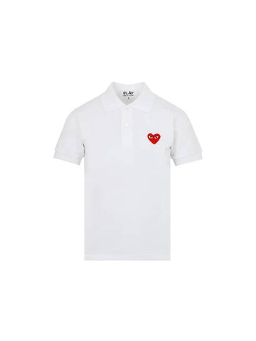 Heart Wappen Short Sleeve Polo Shirt White - COMME DES GARCONS - BALAAN 1