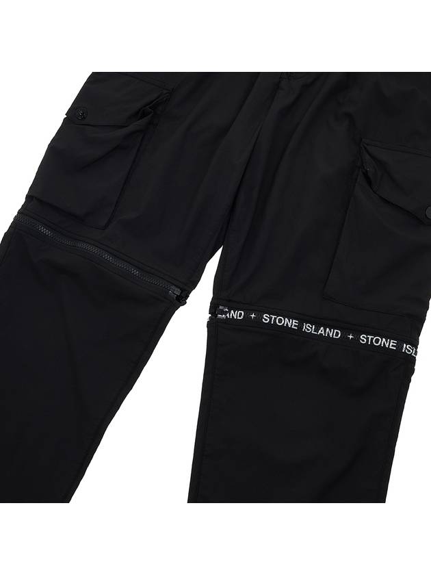 Logo Zipper Cargo Straight Pants Black - STONE ISLAND - BALAAN 8