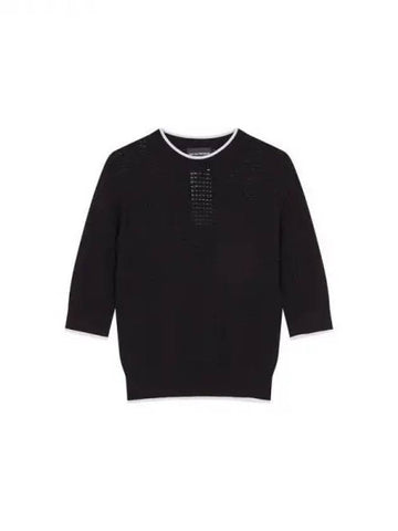 Women s color combination hem whole garment knit black 271905 - EMPORIO ARMANI - BALAAN 1