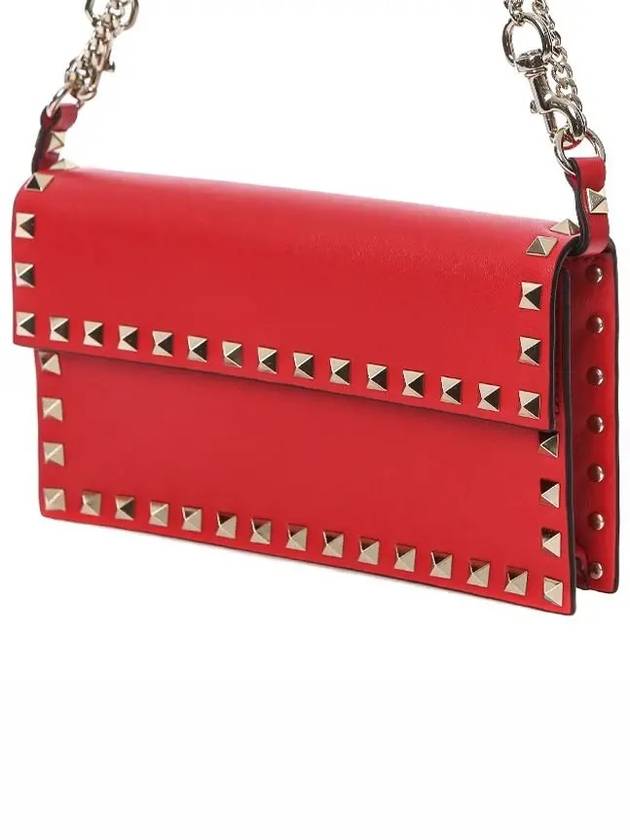 Rockstud Gold Chain Cross Bag Red - VALENTINO - BALAAN 2