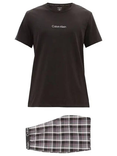 Calvin Klein Underwear Print Logo Check Cotton Jersey Pajama Set - CALVIN KLEIN - BALAAN 1