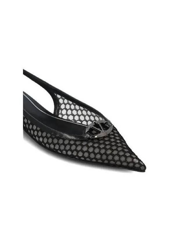 Women's V Logo Plaque Mesh Sling Back Heels Black - VALENTINO - BALAAN 5