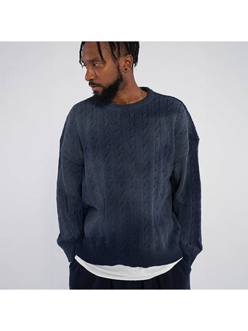 Dirty Spray R Twisted Knitwear Navy - TENER - BALAAN 1