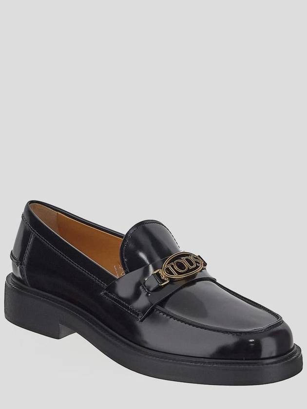 Metal Logo Leather Loafers Black - TOD'S - BALAAN 3