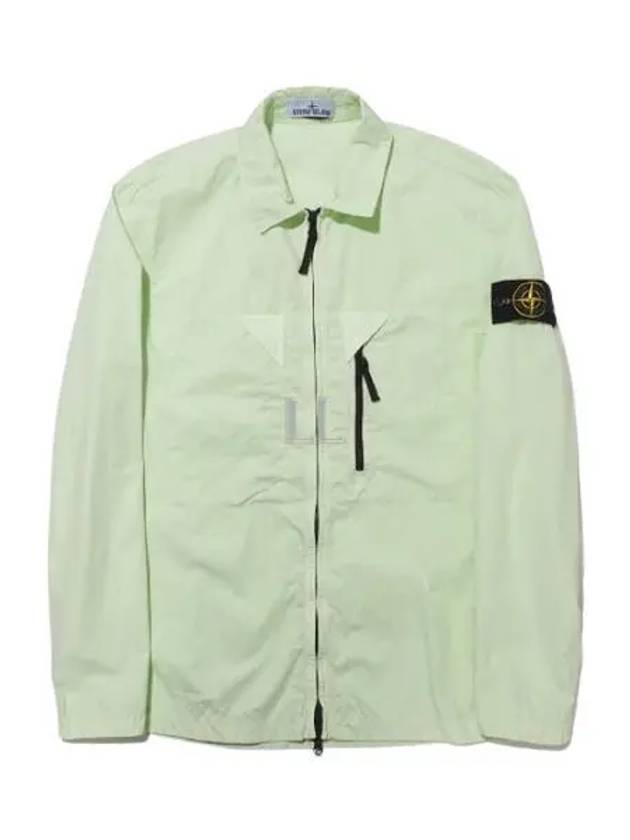 Wappen Patch Old Treatment Zip-Up Overshirt Light Green - STONE ISLAND - BALAAN 2