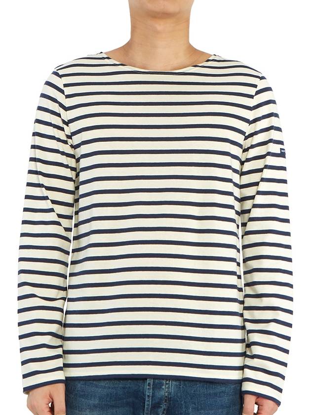 Minquiers Modern Stripe Long Sleeve T-Shirt Ecru Marine - SAINT JAMES - BALAAN 3