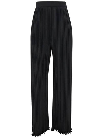 Black Pleated Pants With Invisible Zip In Crêpe De Chine Woman - LANVIN - BALAAN 1